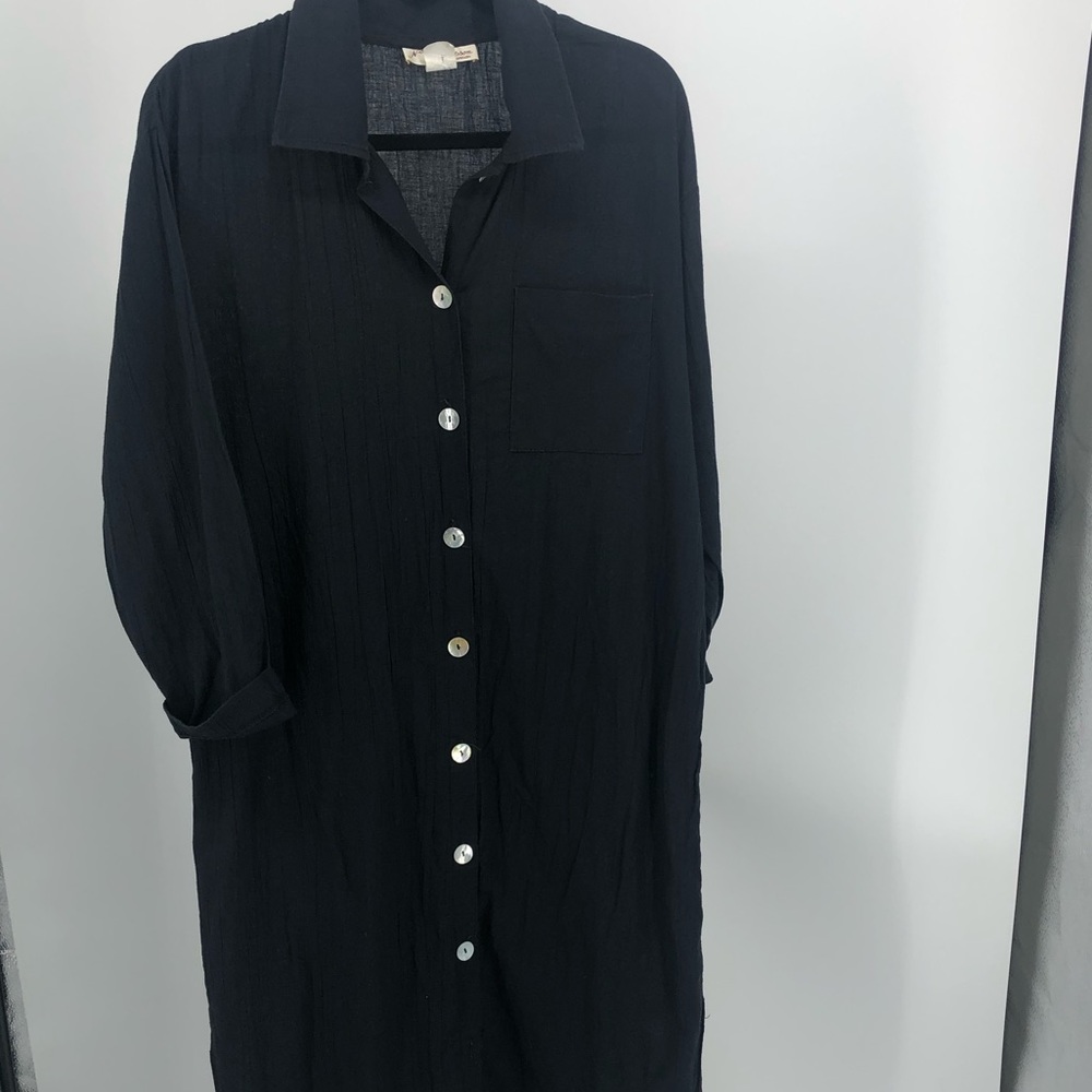 Norm Thompson cotton maxi button up dress Med